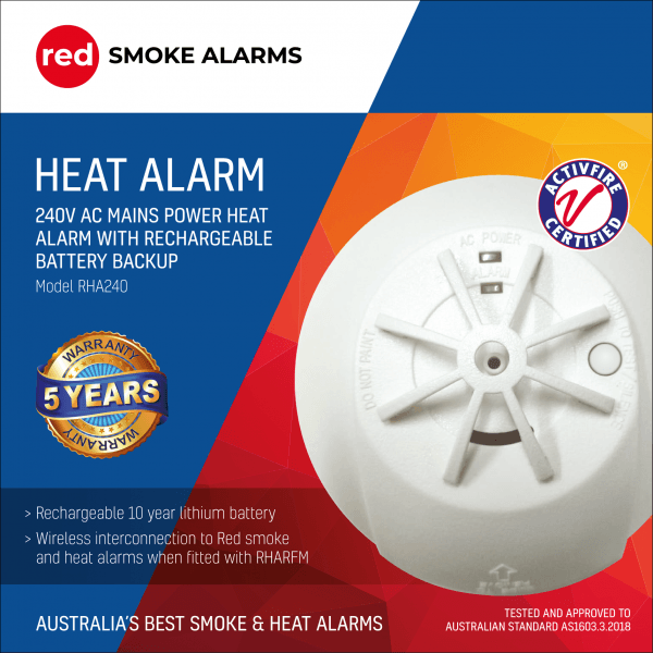 Red 240-volt Hardwired Heat Alarm - The Smoke Alarm Store