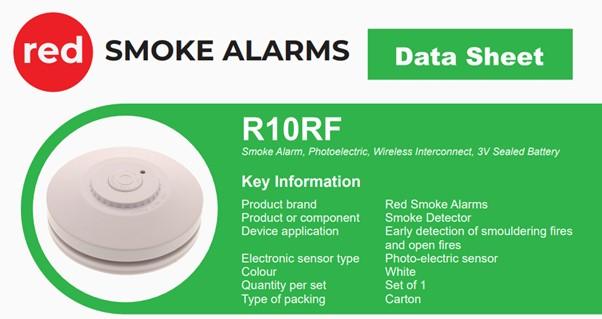 Red Smoke Alarm 10 Pack with Bonus Remote Controls - The Smoke Alarm Store