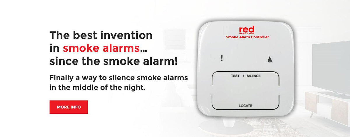 Red Smoke Alarm 10 Pack with Bonus Remote Controls - The Smoke Alarm Store